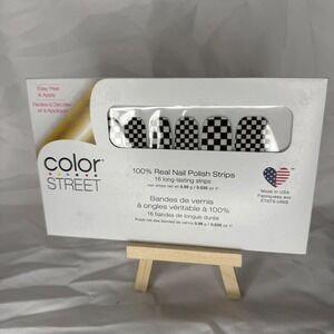 Color Street Check Yourself Nail Polish Strips Black White Checkered FDL050
